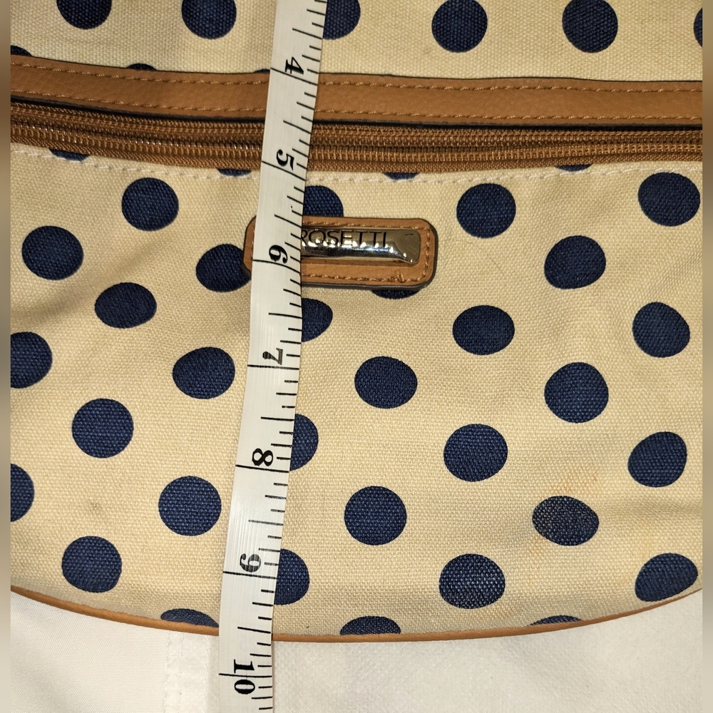 Rosetti Blue, Cream, Tan Polka Dot Cotton Crossbody Bag - Picture 9 of 10